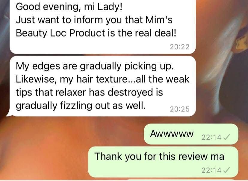 Customer WhatsApp message