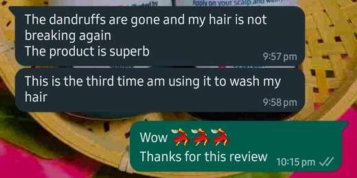 Customer WhatsApp message