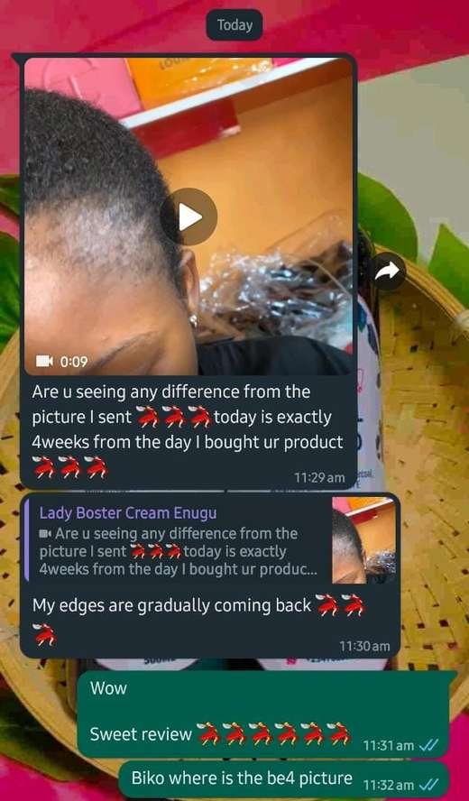 Customer WhatsApp message