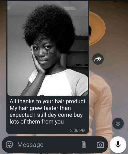 Customer WhatsApp message