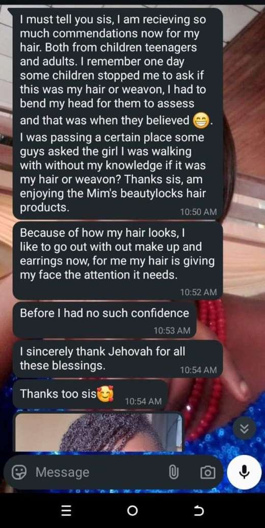Customer WhatsApp message