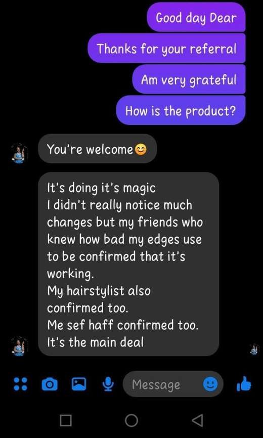 Customer WhatsApp message
