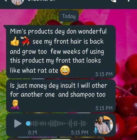 Customer WhatsApp message